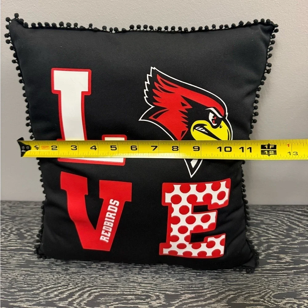 Illinois State Redbirds LOVE Square Decorative Throw Pillow Black Red